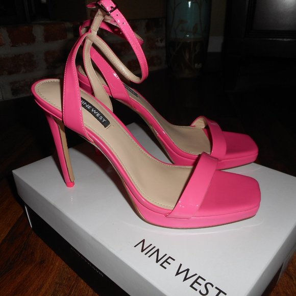 HOST PICK! NIB Nine West Bright Pink Ankle Strap Sandals, 8 - Picture 2 of 5